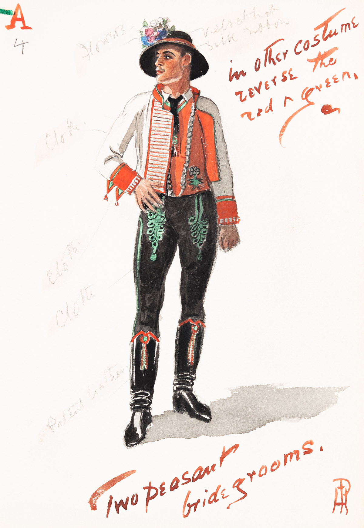 PERCY ANDERSON (1851-1928) Archive of 101 costume designs and related correspondence for the play Kassa. [THEATER]